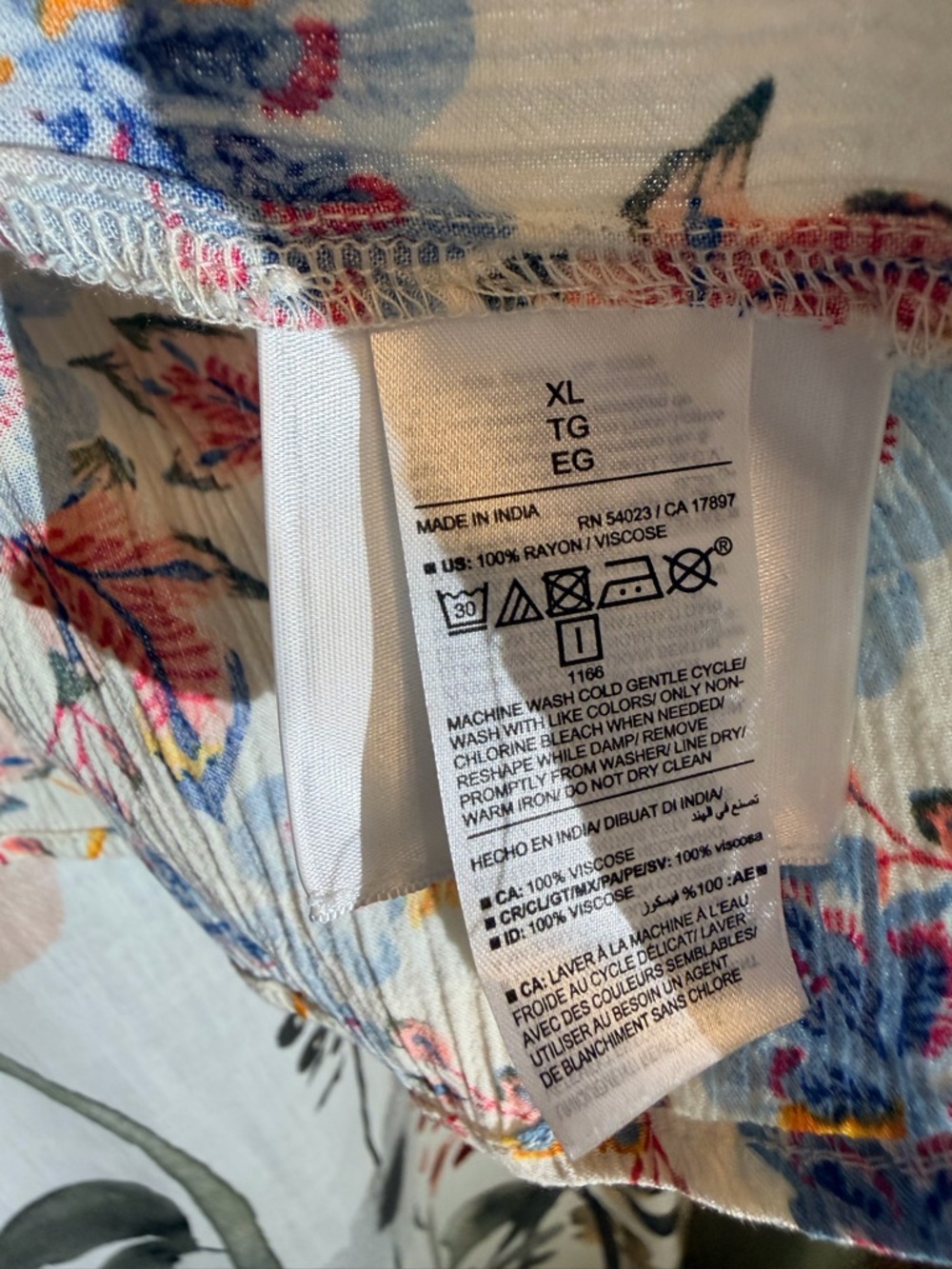Old Navy Cream Floral Peasant Blouse with Blue & Pink Flowers - Picture 7 of 9